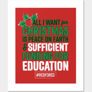 Teacher Christmas Red For Ed Posters and Art